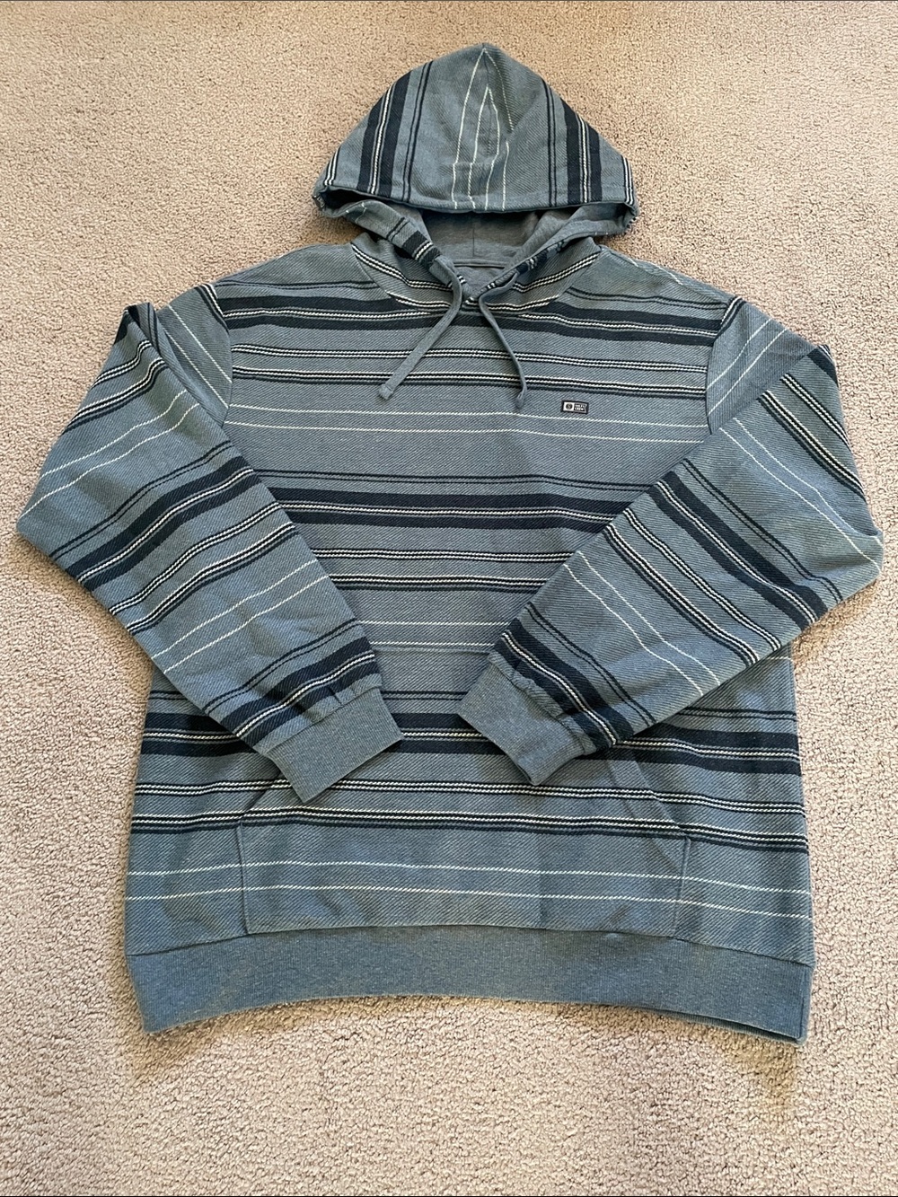 NWT Salty Crew Crewser Fleece Stripe Hoodie Channel Blue L